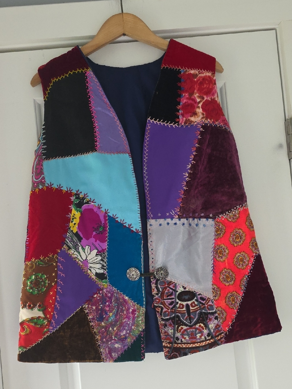 Beautiul Handmade Colorful Patchwork Velvet Boho Vest